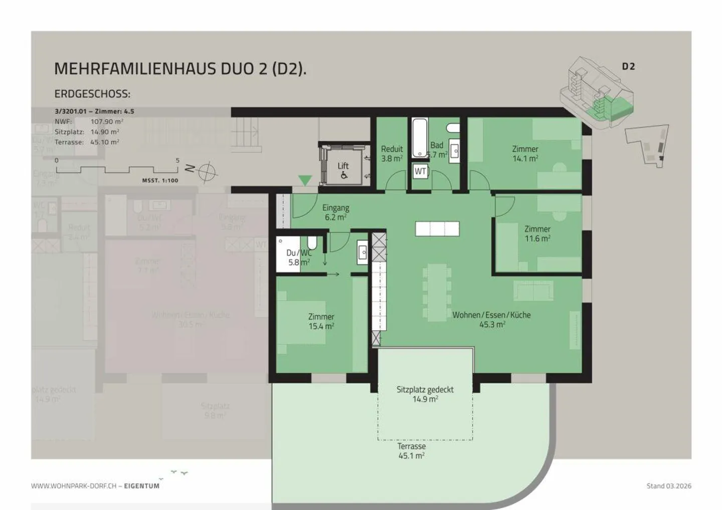 WOHNPARK DORF - Appartement 4,5 pièces au 1er étage - Photo 4 sur 7