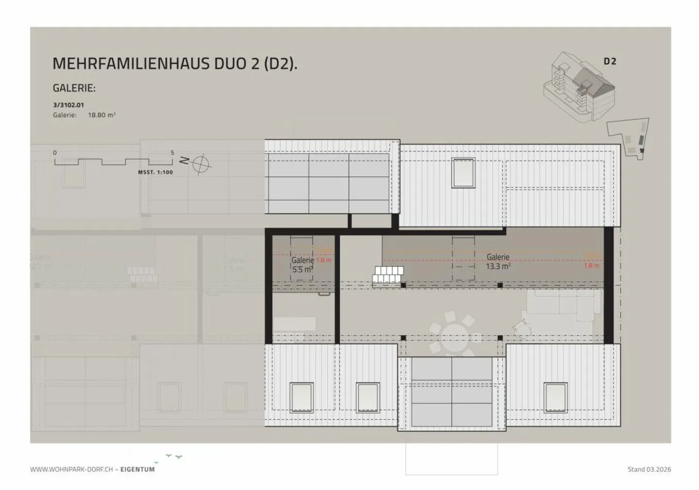 WOHNPARK DORF - Appartement en attique de 4,5 pièces - Photo 5 sur 8