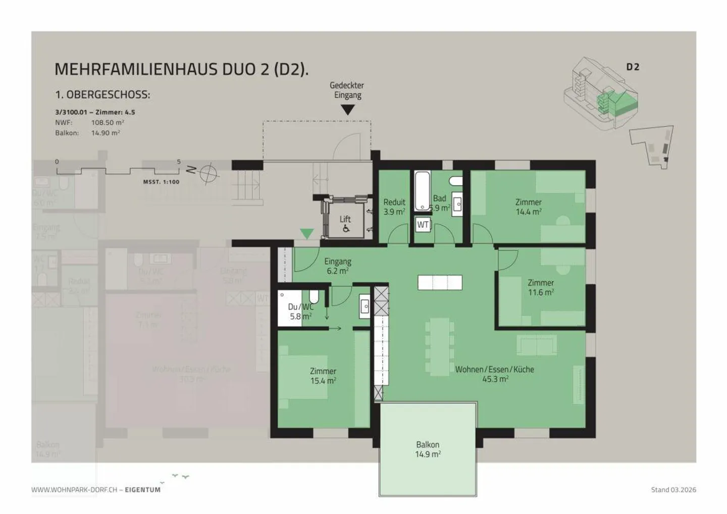 WOHNPARK DORF - Appartamento di 4,5 stanze al 1° piano - Foto 6 di 7