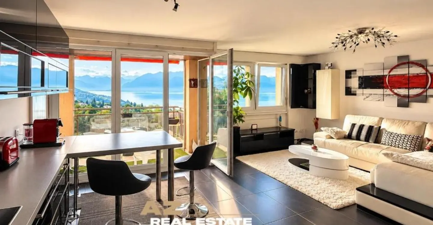 Panoramablick auf den Genfersee für diese 3,5-Zimmer-Wohnung in Belmont-sur-Lausanne - Foto 3 von 13