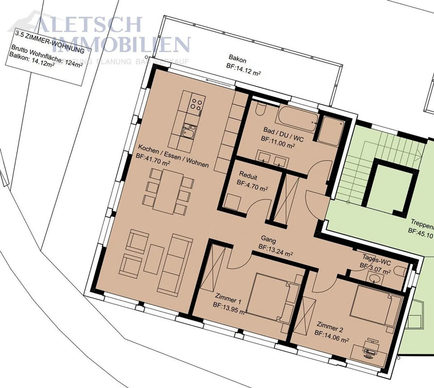 3.5-room apartment on the 2nd floor - in the heart of Fiesch - Photo 3 of 3