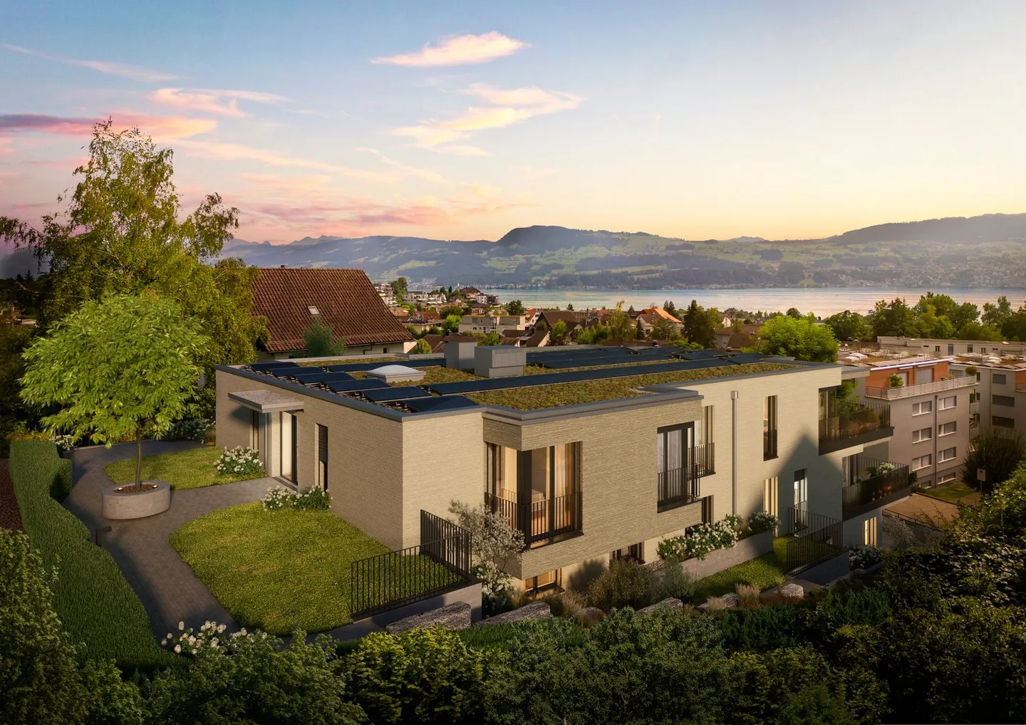 Appartamento attico 4 1/2 locali con vista sul lago e sulle montagne, soleggiato, tranquillo, vicino al villaggio - Foto 3 di 8