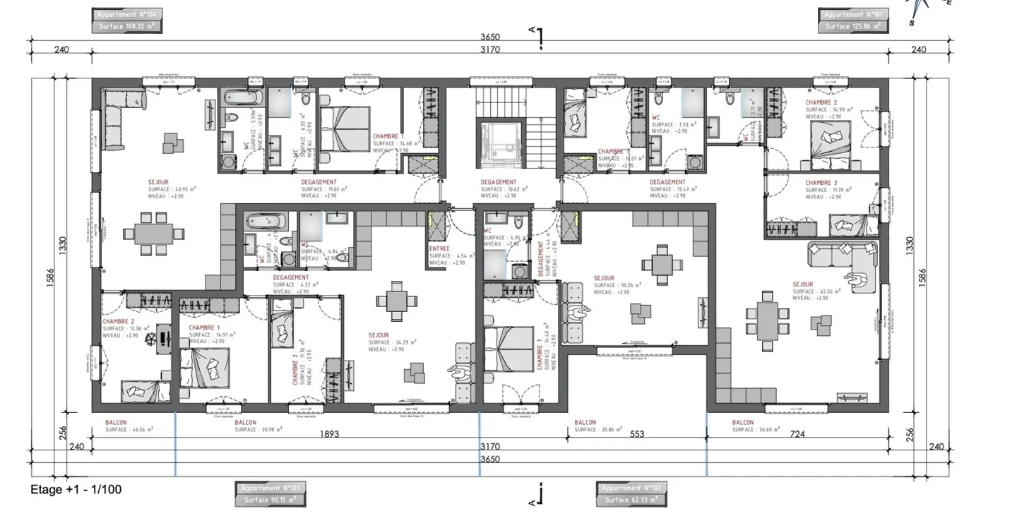 Lot 102 - 2,5 pièces neuf dans le bâtiment Gourmette avec 6 appartements - Photo 4 sur 15