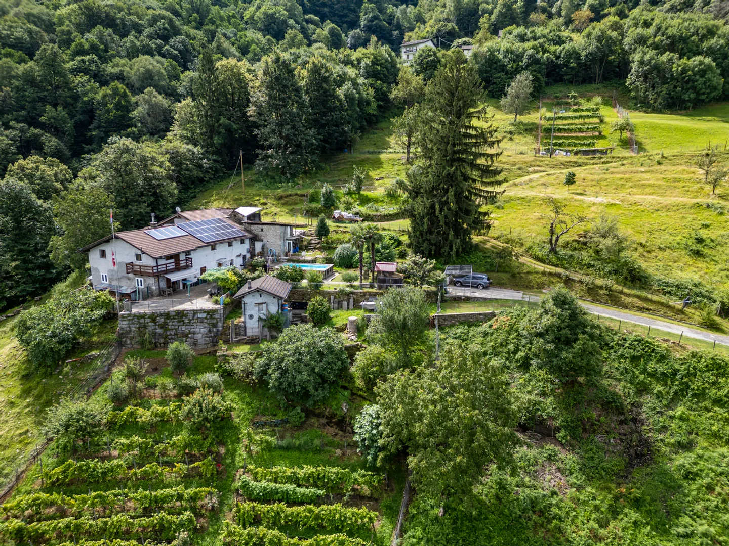 Casa ticinese con 20'000 m di terreno, piscina e rustico - Foto 1 di 20