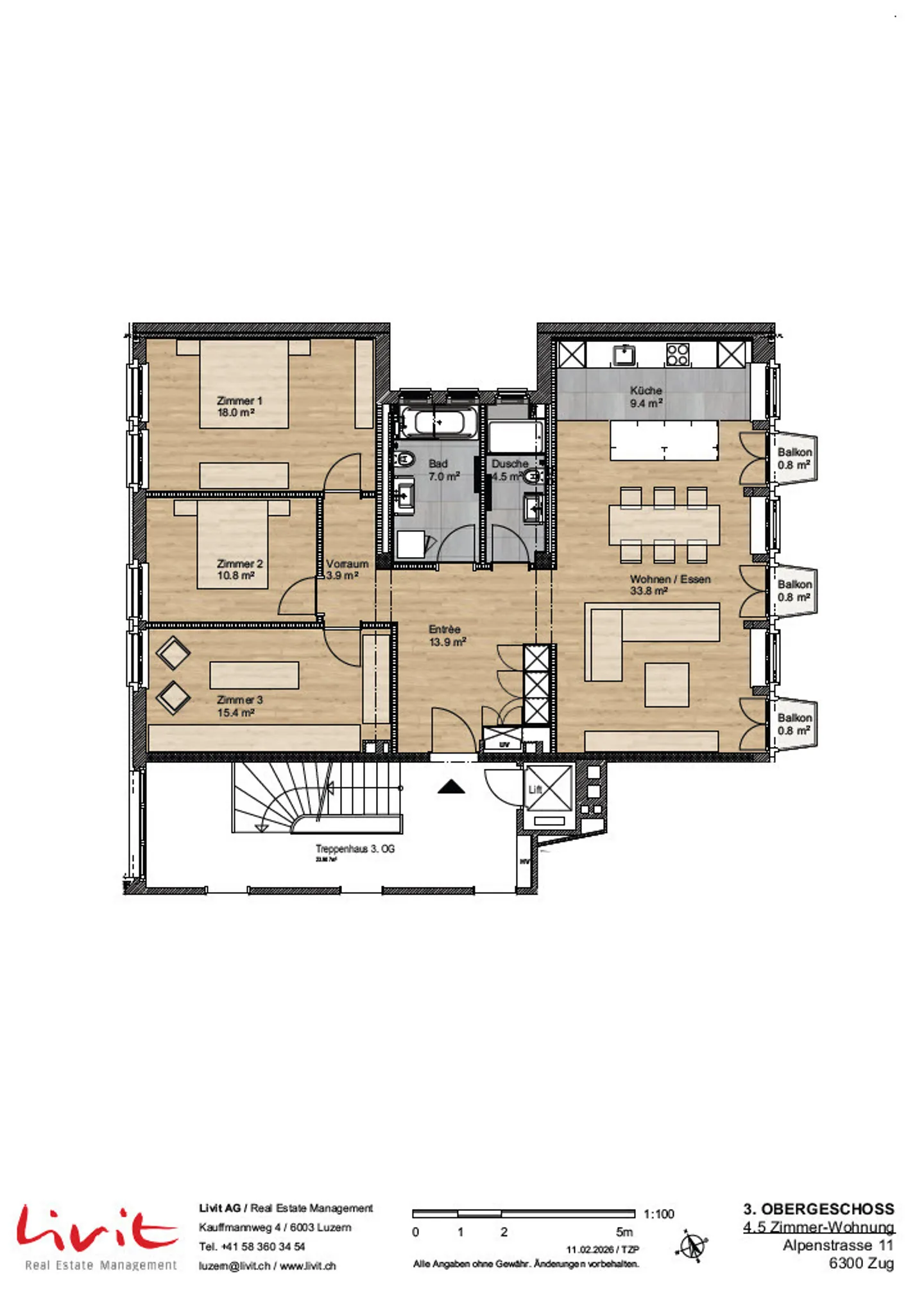 Stilvolle Stadtwohnung in Zug - Foto 3 von 3