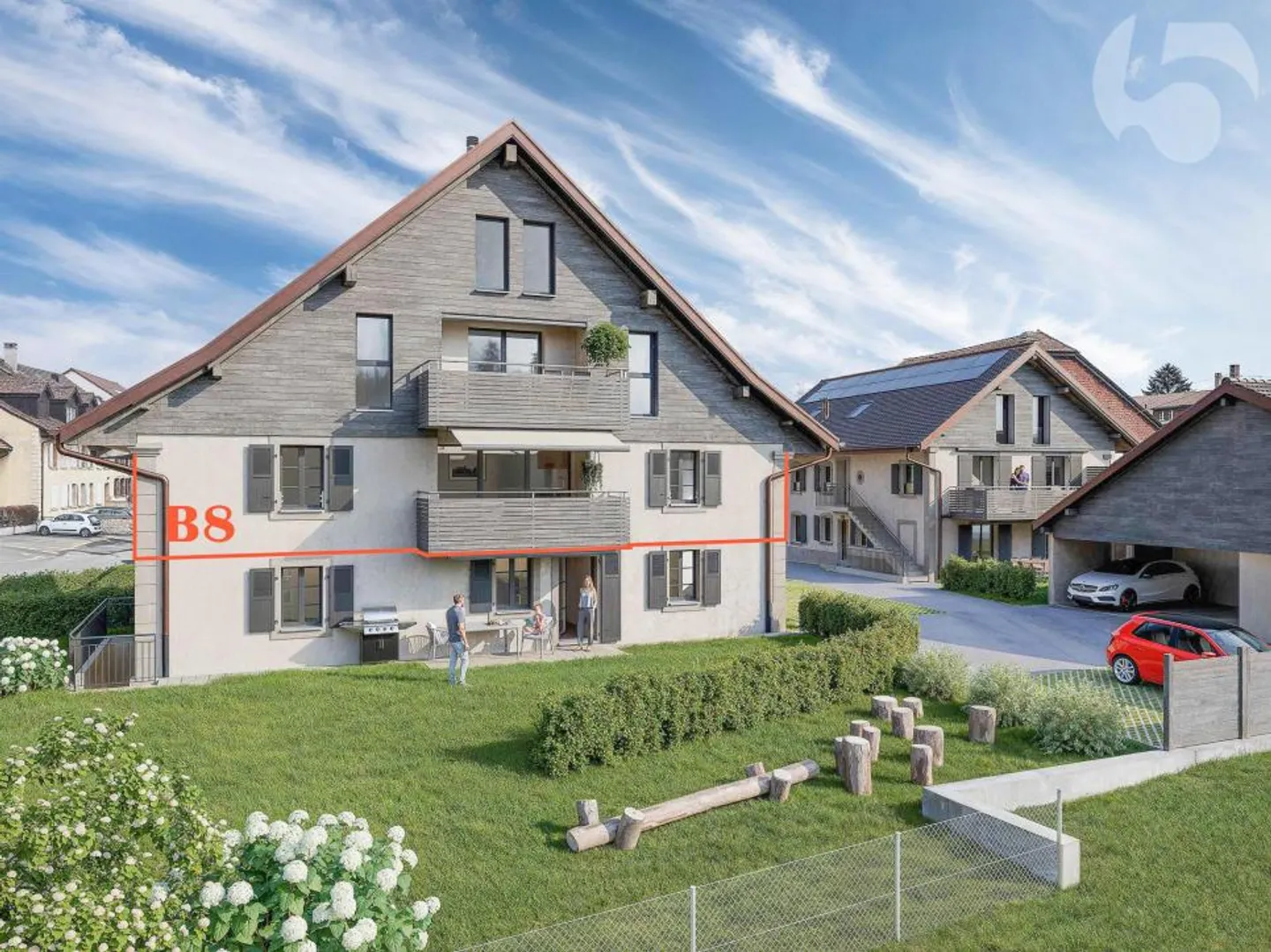 Villars-le-Terroir: appartamento di 130 m2 modulabile in 4,5 o 5,5 stanze con bel balcone a sud-ovest - Foto 2 di 12