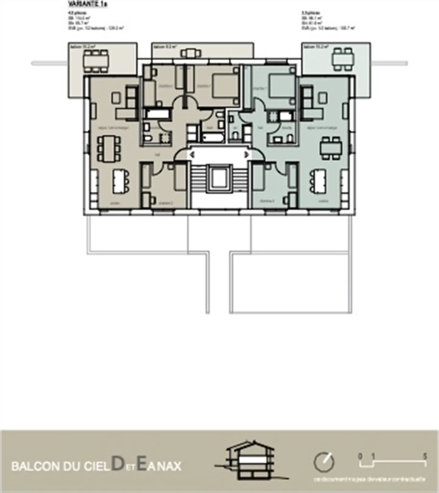 Nax - 4,5 pièces - Variante balcon ciel E11 - Photo 2 sur 7