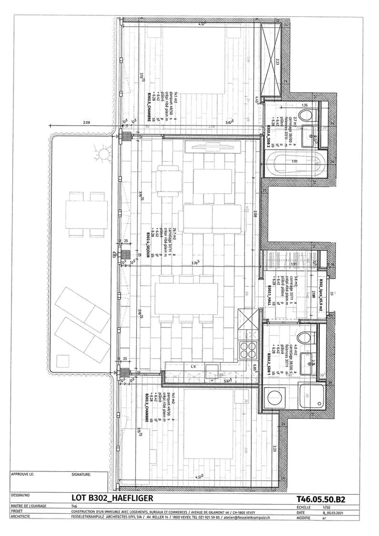 Vevey - Avenue de Gilamont 46b - Appartement de 3.5 pièces au 3ème - Photo 1 sur 1