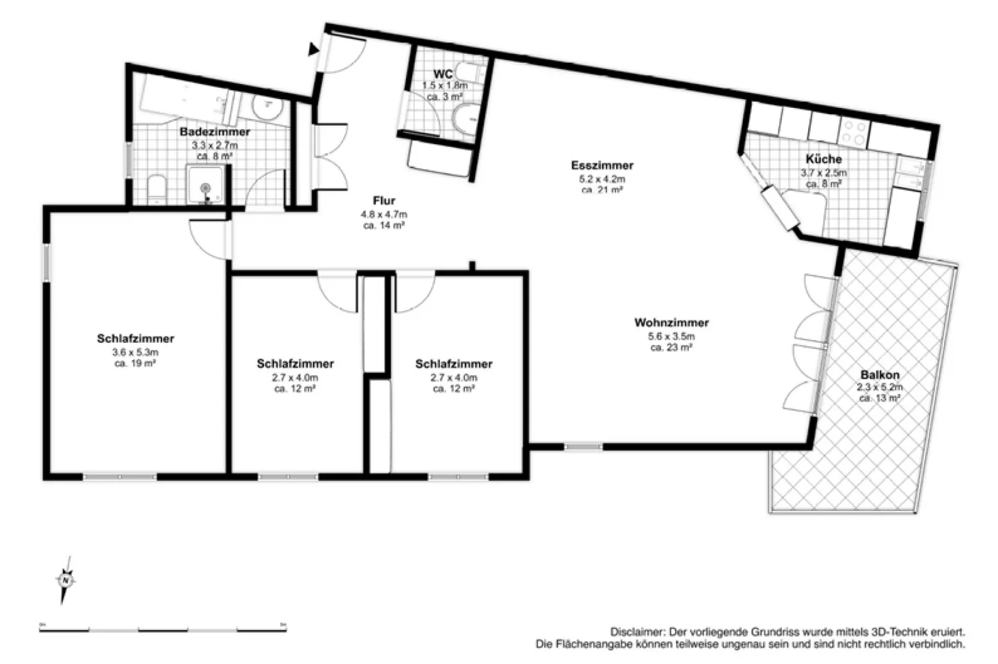 Condominium spacieux de 4,5 pièces avec 120 m², balcon et 2 places de parking - Photo 12 sur 12