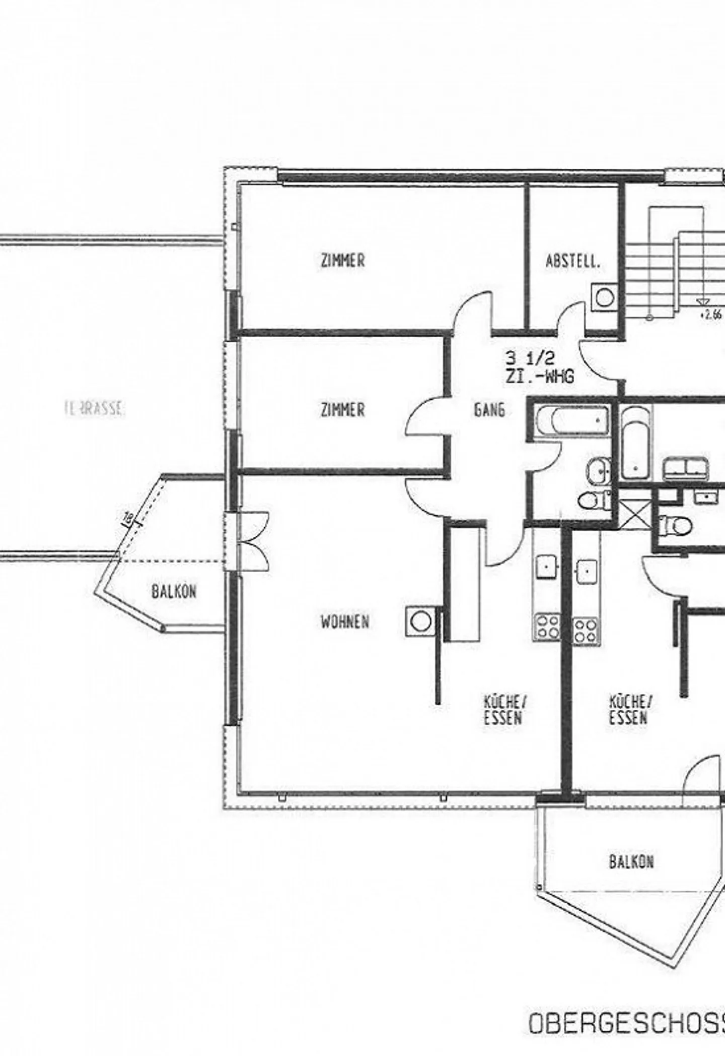 Appartamento 3.5 stanze parzialmente ristrutturato, 1° piano, con una bella vista sul Furttal - Foto 4 di 4