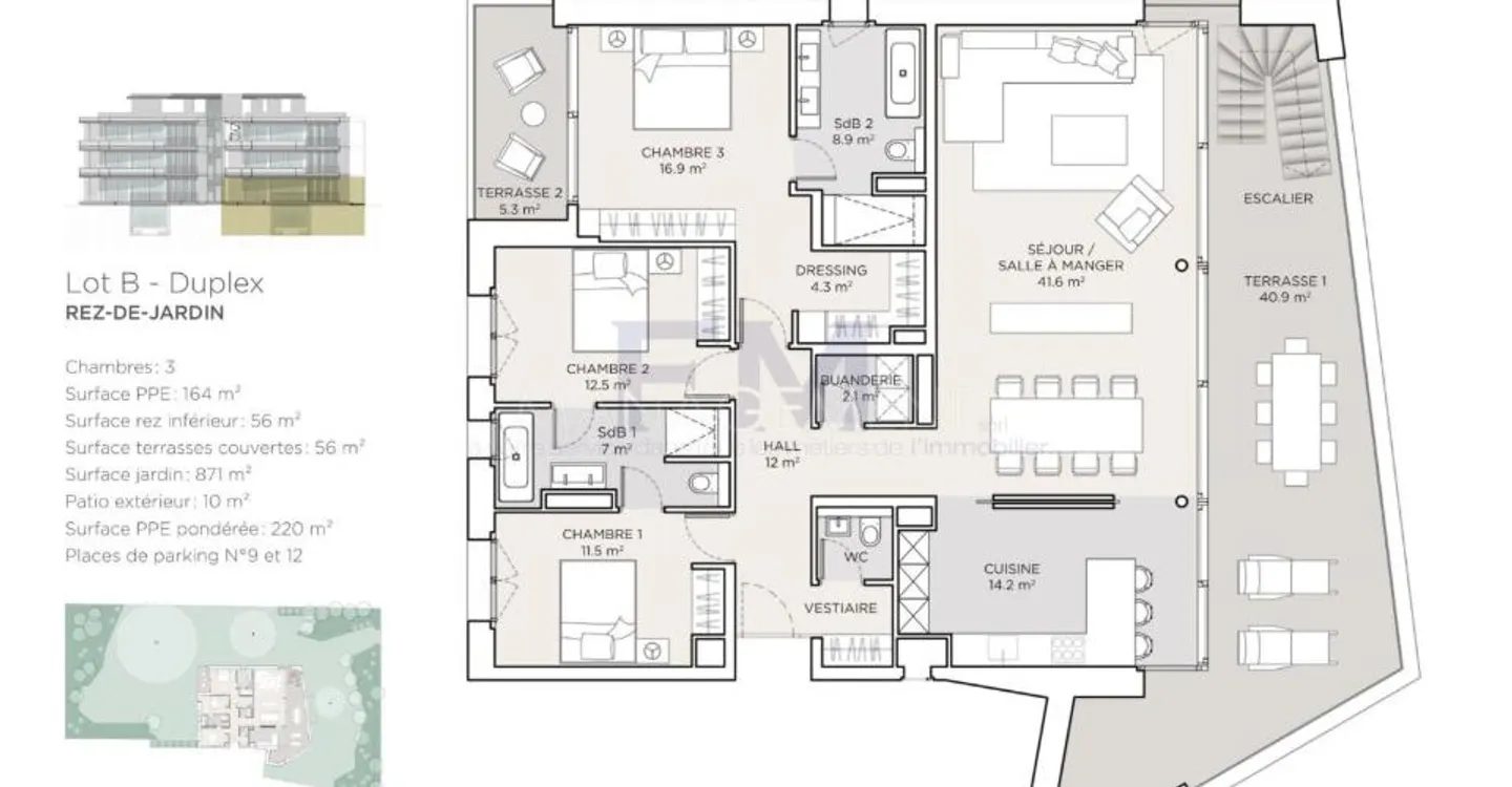Pregny-Chambésy - Duplex apartment with 5 rooms and habitable lower level, large terraces and crossing garden - Photo 6 of 10