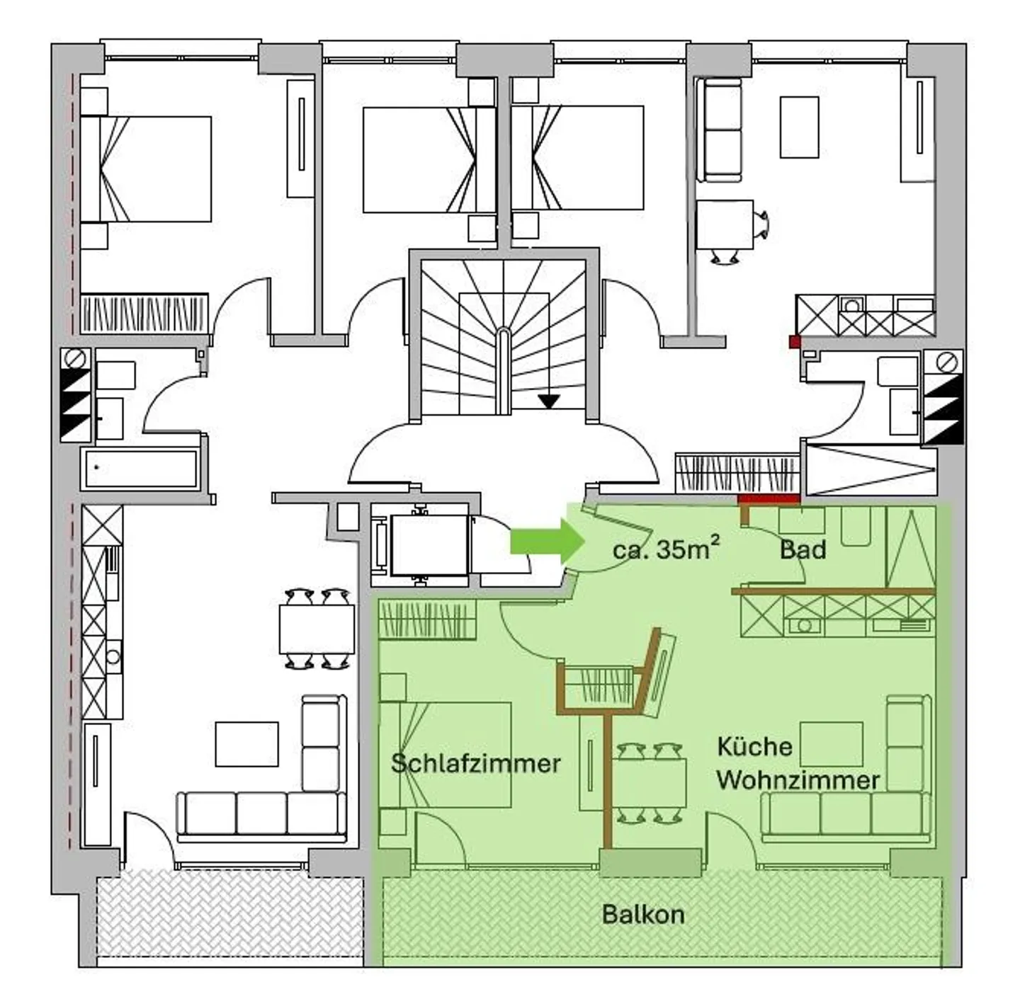 Möblierte 2.5-Zimmerwohnung im 5.OG mit Balkon im beliebten "Gundeli" - Foto 11 von 11