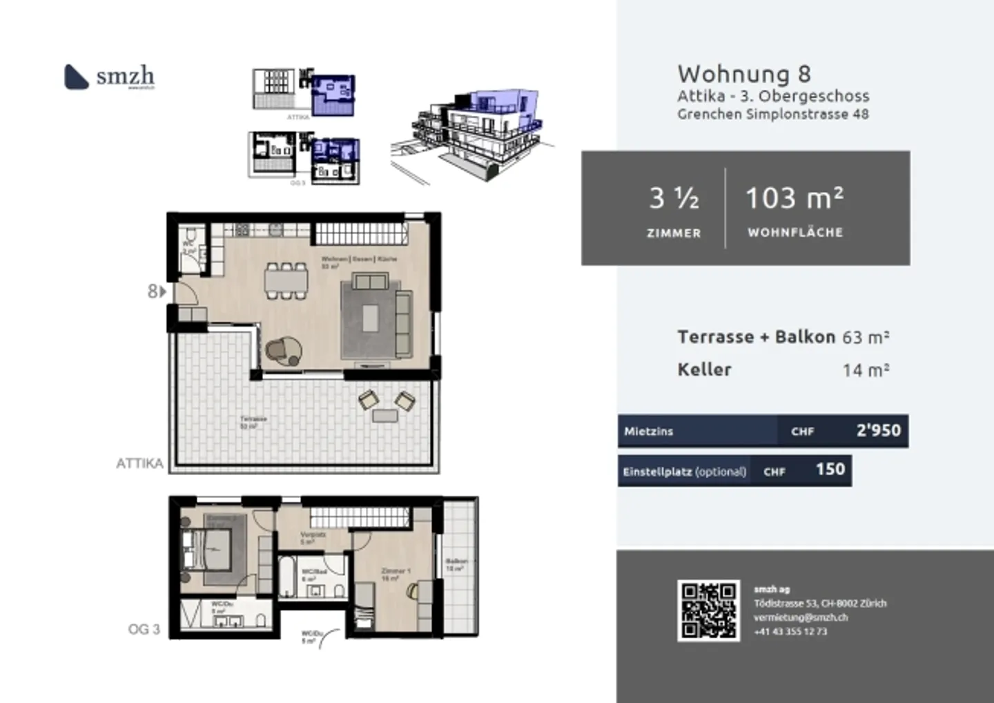 Modern 3.5-room maisonette with terrace in Grenchen - Photo 2 of 13