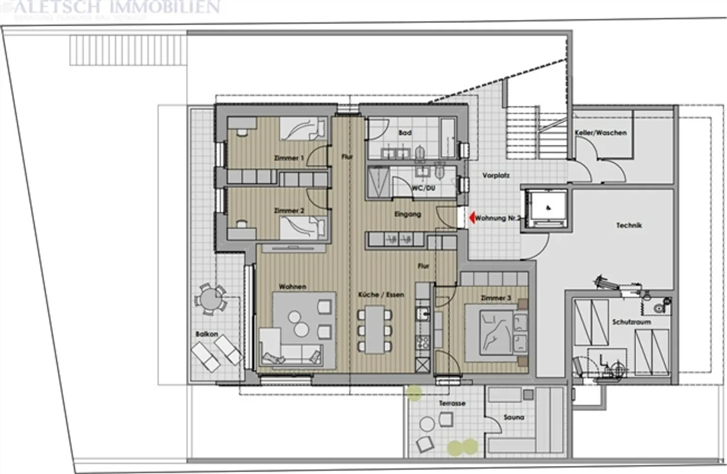 «Zu verkaufen, 4.5 Zimmer Neubauwohnung 1. OG in Staldenried» - Foto 6 von 7