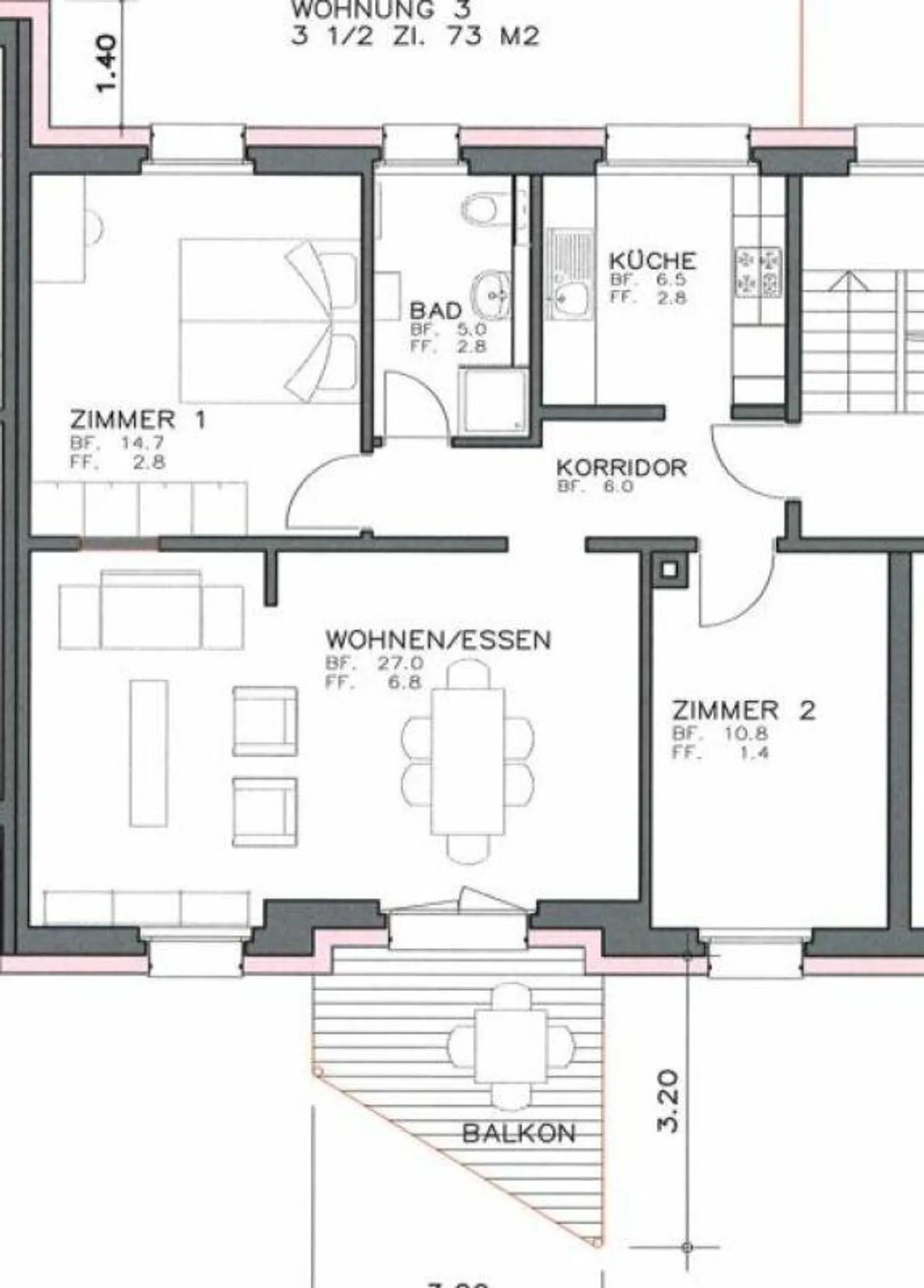 3.5 Zimmer-Wohnung - Foto 7 von 8