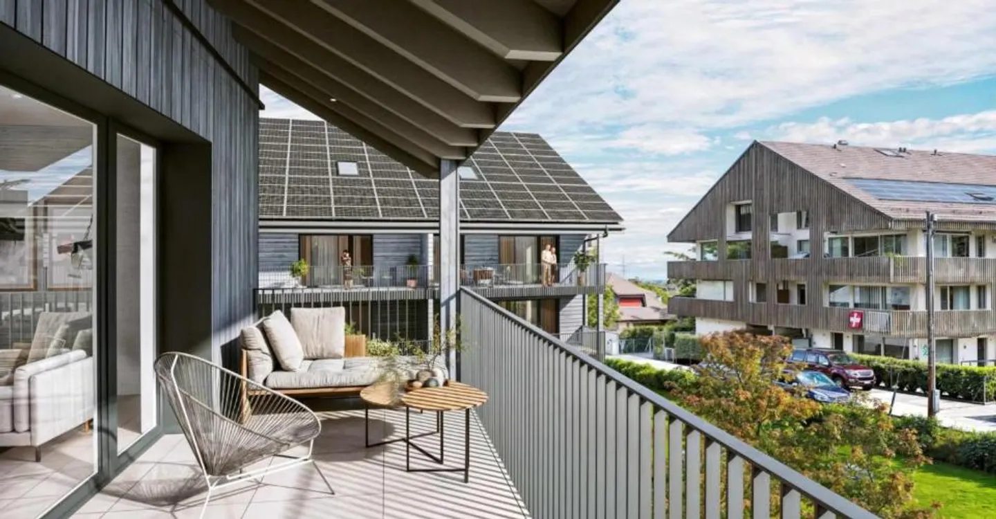 In affitto - Nuovo appartamento di 2,5 locali con grande balcone a Duillier - Foto 2 di 3