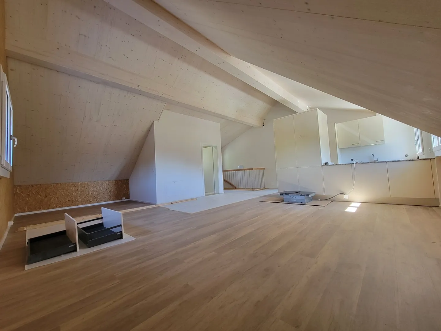 Plafonds hauts dans le salon, grenier moderne rénové en 2024 et agrandissement élégant - Photo 8 sur 12