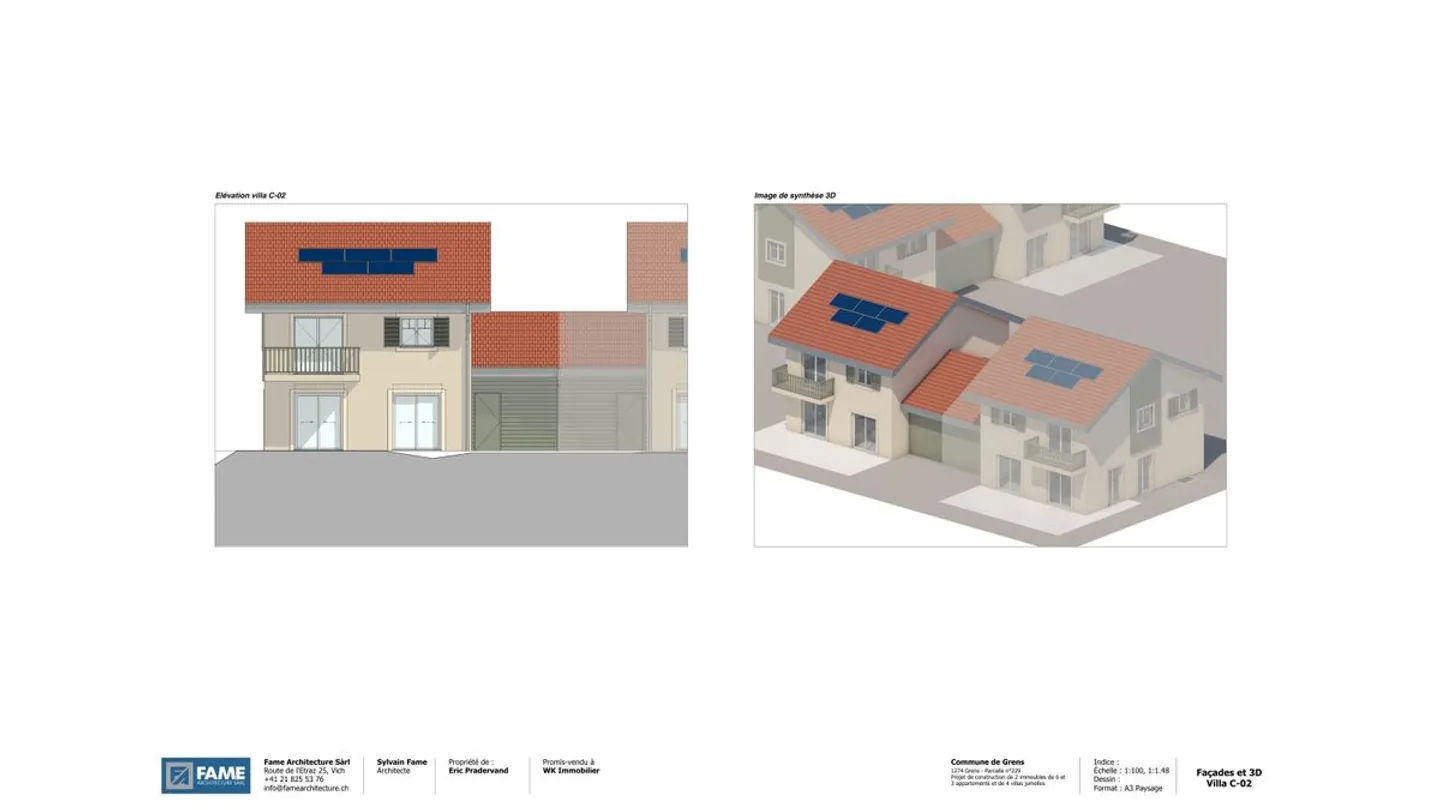 4 semi-detached villas with garages for sale in Grens from CHF 1,950,000.- - Photo 4 of 7