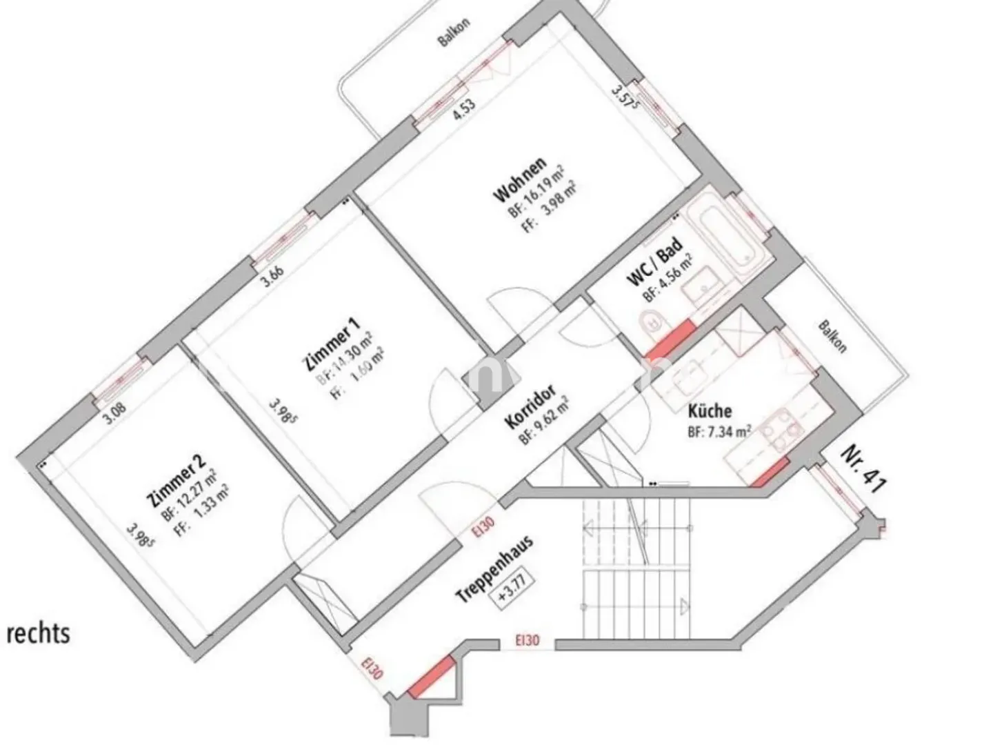 3.5-room apartment in Veltheim, 75 m² - Photo 2 of 5