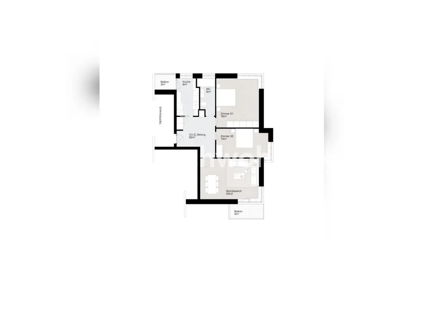3.5-room apartment in District 3, triple orientation - Photo 6 of 6