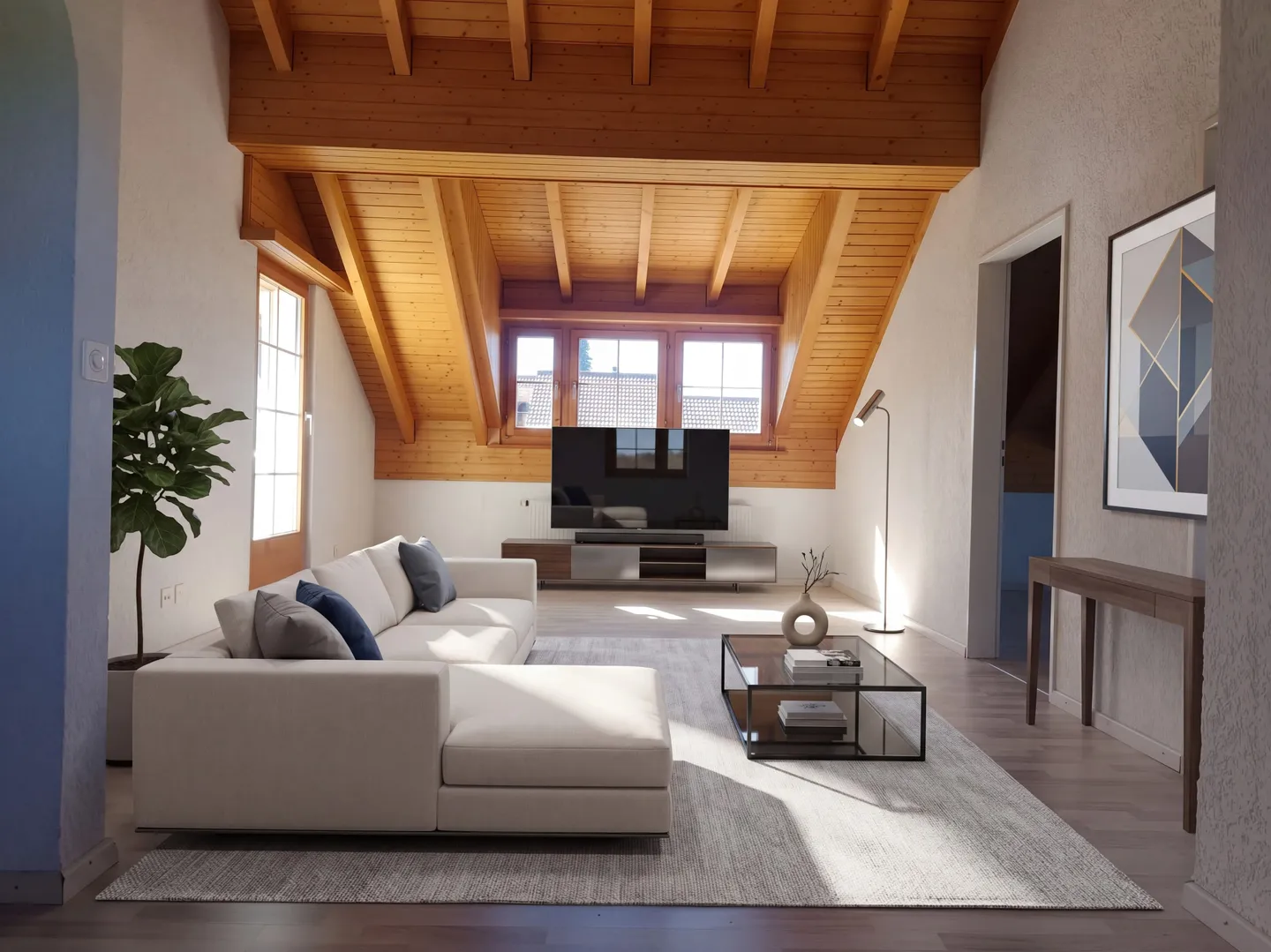 Appartement sous les toits lumineux de 3,5 pièces avec vue à Wald AR à louer - Photo 3 sur 8