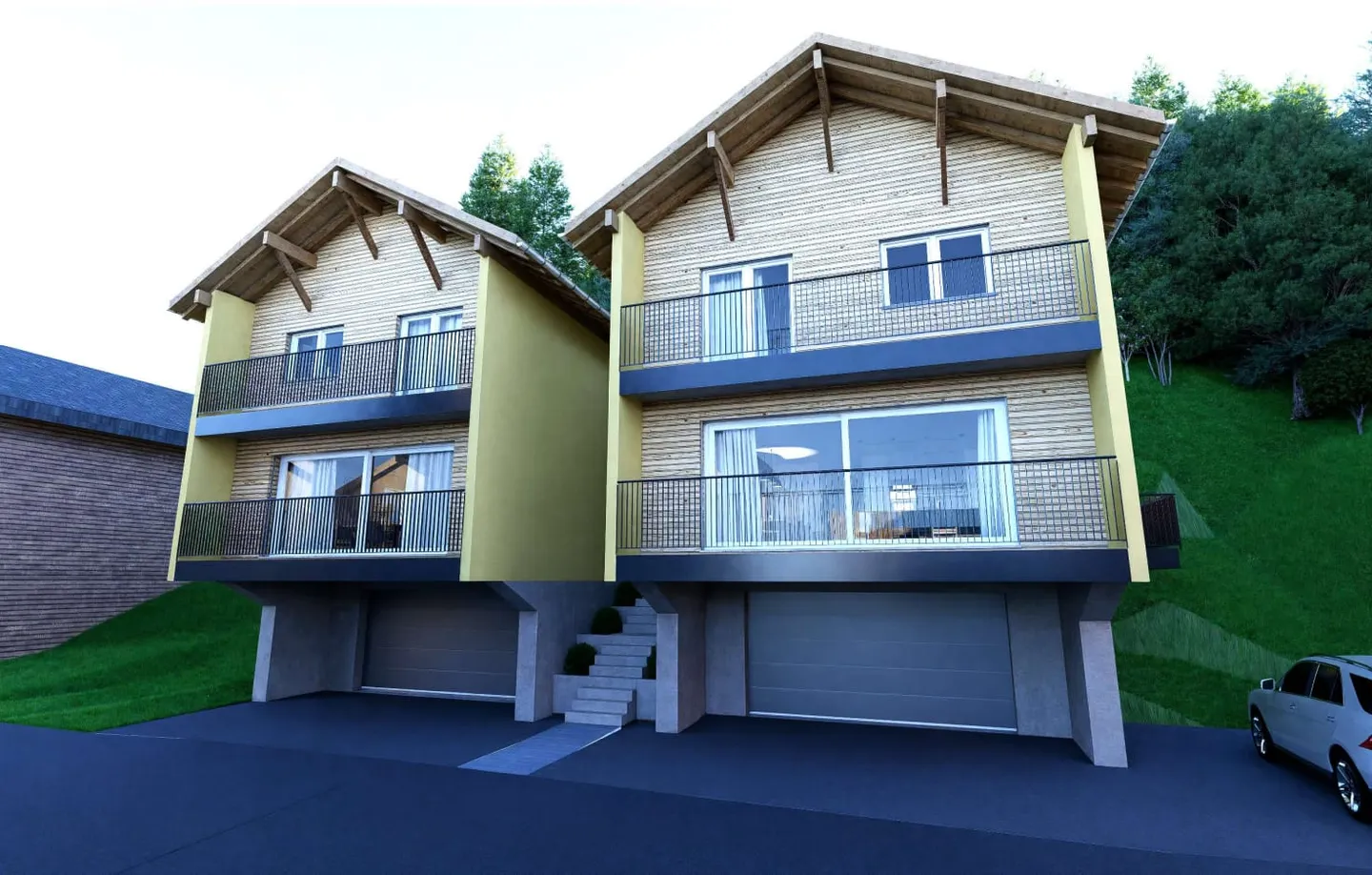 Acheter deux maisons individuelles de 5,5 pièces avec balcon à Tavanasa - Photo 2 sur 8
