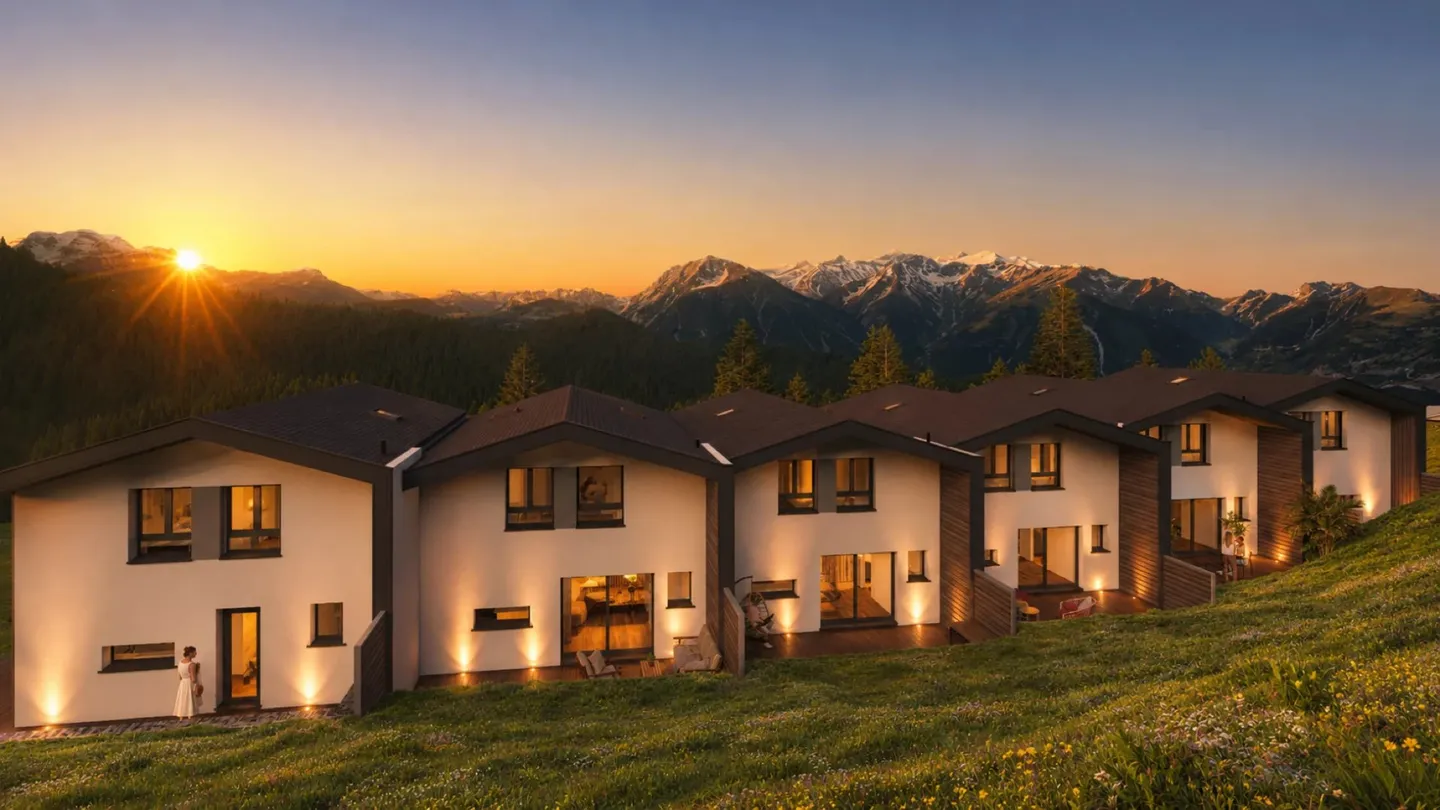 Villa 4.5p - Wohnzimmer/Küche mit doppeltem Zugang zu Terrassen und Garten - Foto 5 von 9