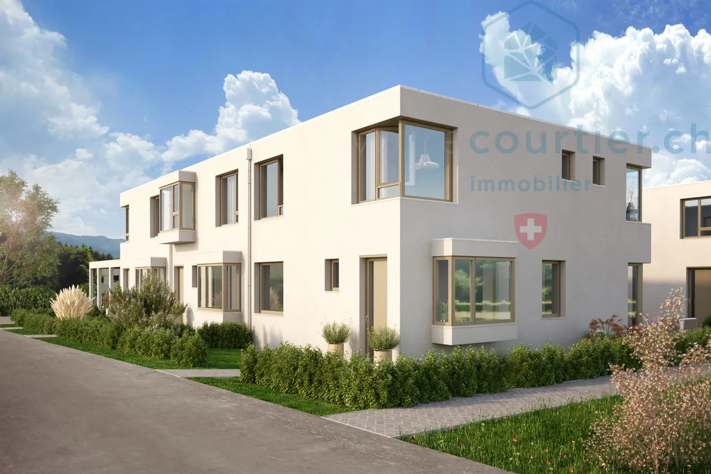 Villa contemporanea con frontone - giardino a sud-ovest - cantiere in corso - Foto 3 di 13