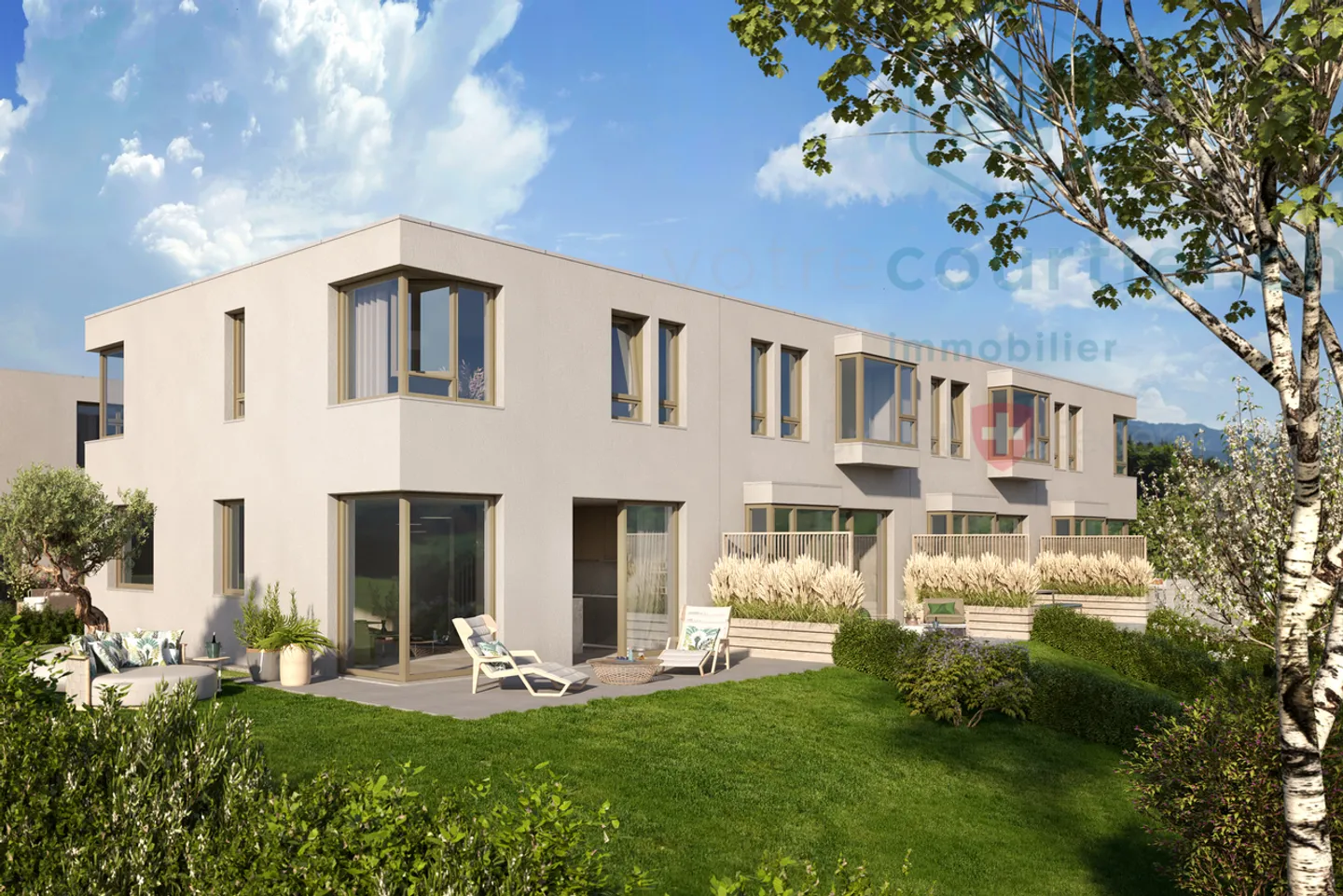 Villa contemporanea con frontone - giardino a sud-ovest - cantiere in corso - Foto 2 di 13