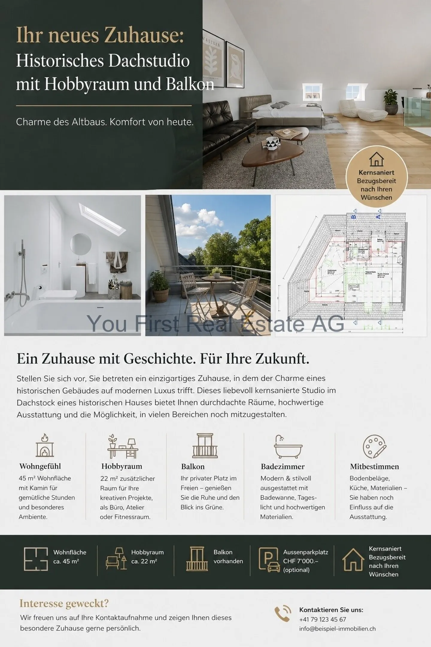 First occupancy summer 2026: Studio with hobby room & balcony - Photo 1 of 4