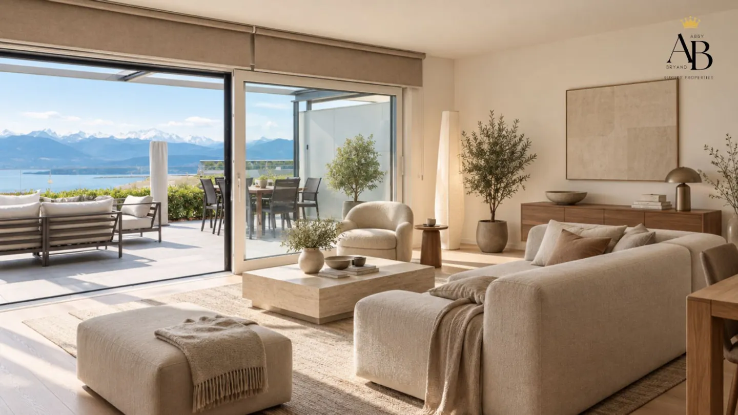 Blaue Horizon, zeitgenössische Wohnung mit 5,5 Zimmern, Blick auf den See und den Mont Blanc - Foto 6 von 9