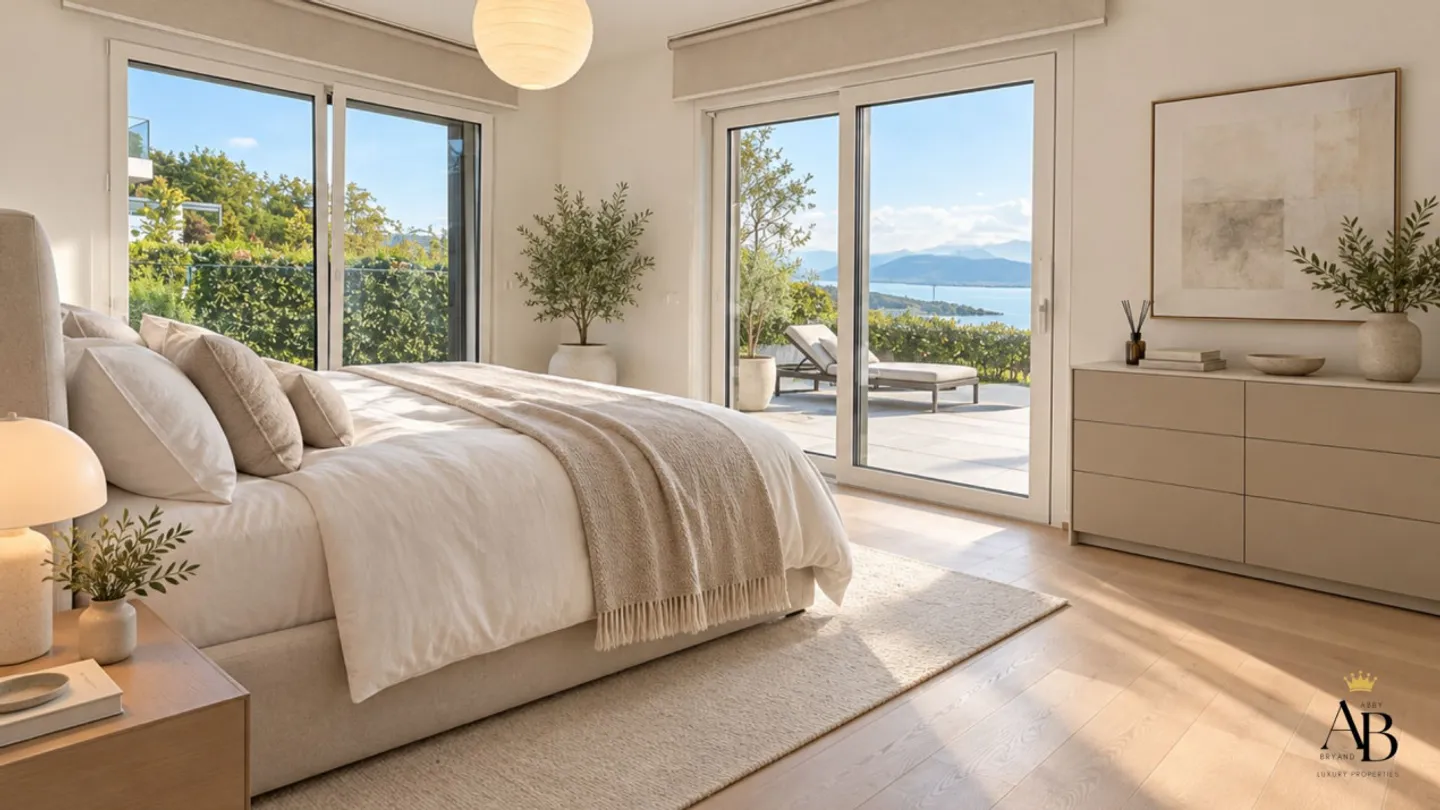 Blaue Horizon, zeitgenössische Wohnung mit 5,5 Zimmern, Blick auf den See und den Mont Blanc - Foto 8 von 9