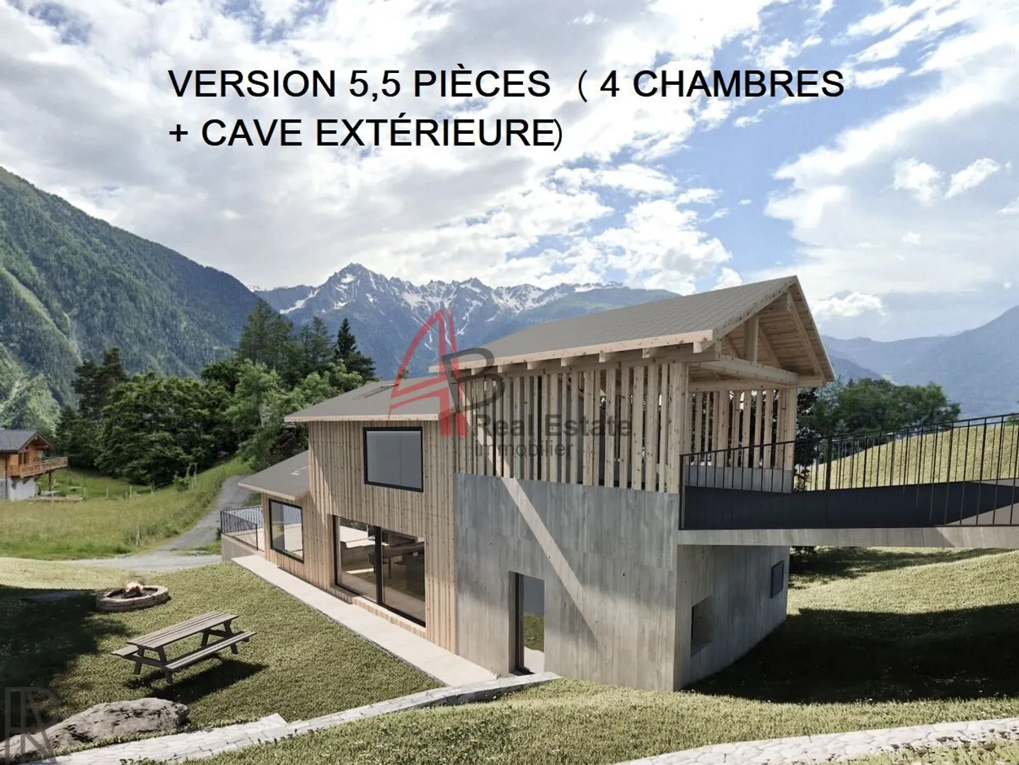 Villa contemporaine de 5,5 pièces - 4 chambres, cave extérieure, forêt privée et vue panoramique - Chemin-Dessus (Val de Bagnes) - Foto 1 di 13