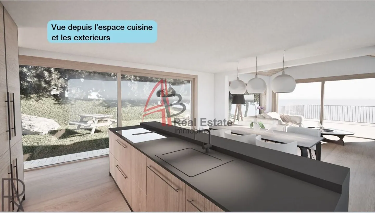 Villa contemporaine de 5,5 pièces - 4 chambres, cave extérieure, forêt privée et vue panoramique - Chemin-Dessus (Val de Bagnes) - Foto 2 di 13
