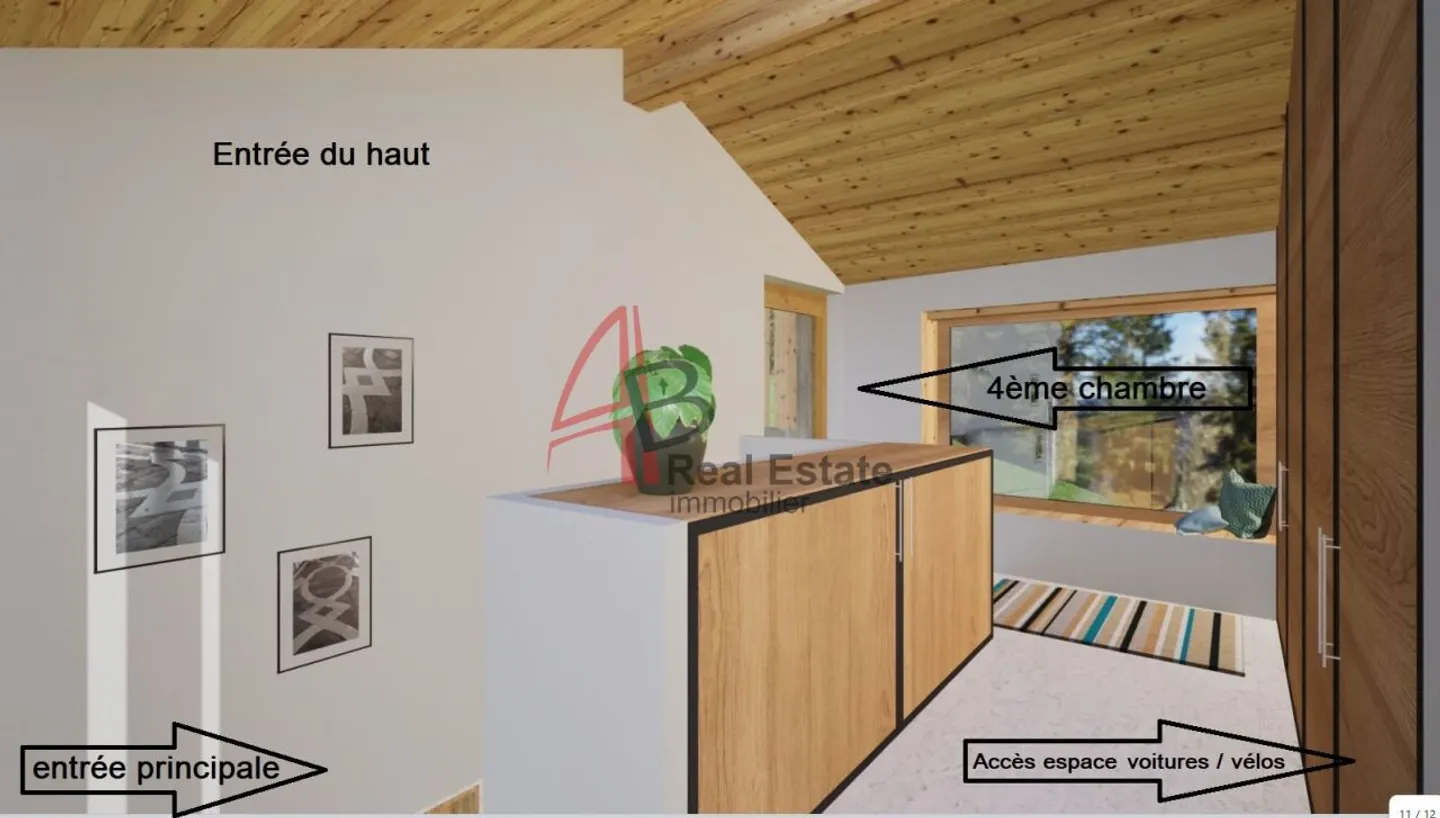 Villa contemporaine de 5,5 pièces - 4 chambres, cave extérieure, forêt privée et vue panoramique - Chemin-Dessus (Val de Bagnes) - Foto 7 di 13