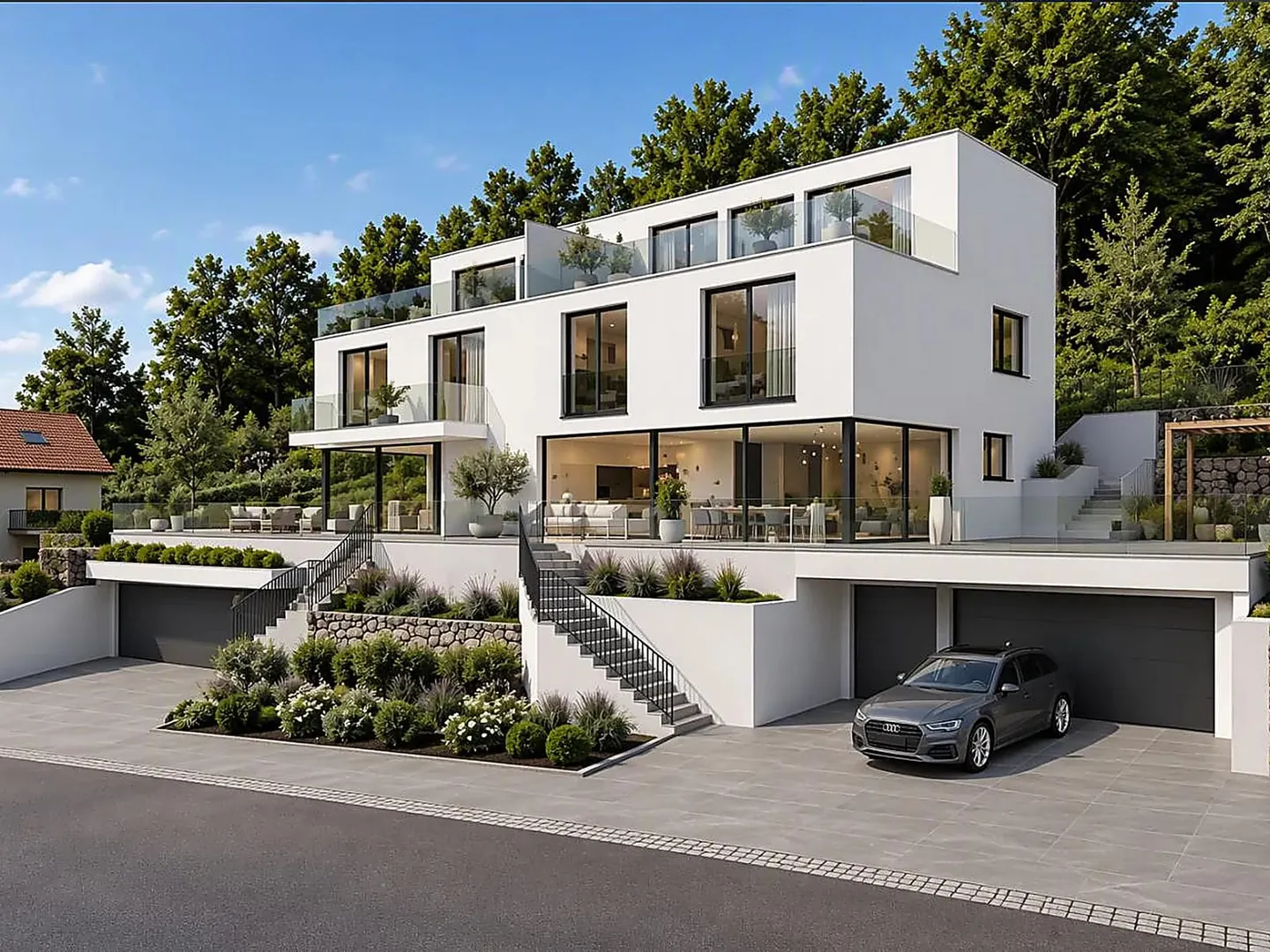 Exklusive 8-Zimmer-Doppelhaushälfte mit Dachterrasse in Münchenstein - Foto 1 von 13