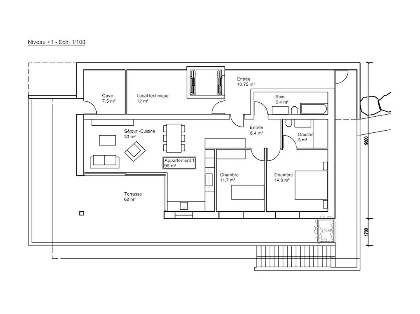 96m2 Hochwertige Wohnung mit Terrasse und Garten - Foto 7 von 7