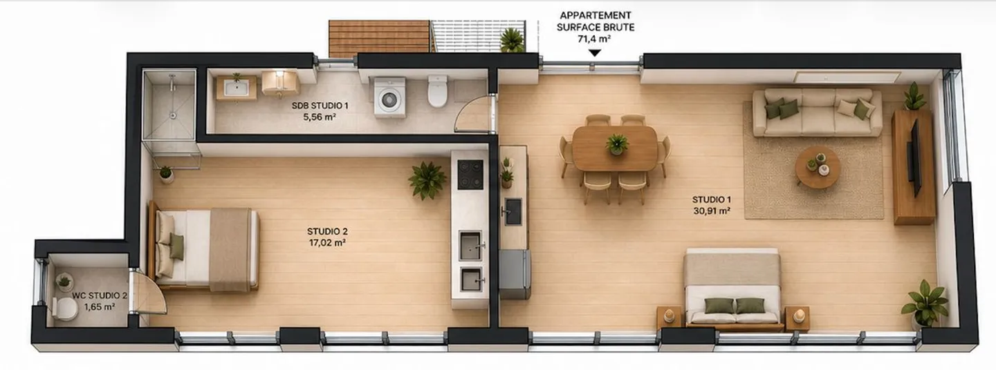 Local Transformable en Studios - Photo 5 sur 5