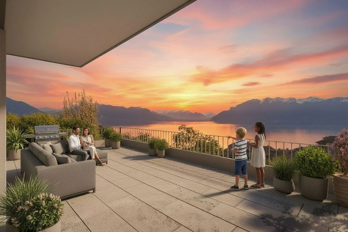 New duplex penthouse 6.5 rooms, large spaces and breathtaking view of Lake Geneva - Photo 1 of 7