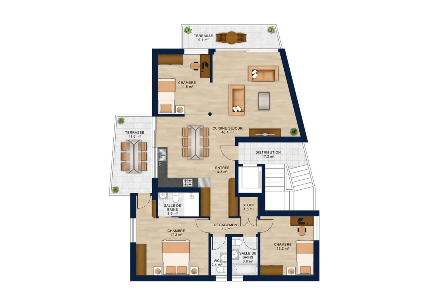 MAPLE 11 · New high-end PPE · 1st floor 4.5 rooms · 108.8 m² + 2 covered balconies 20.7 m² - Photo 3 of 13