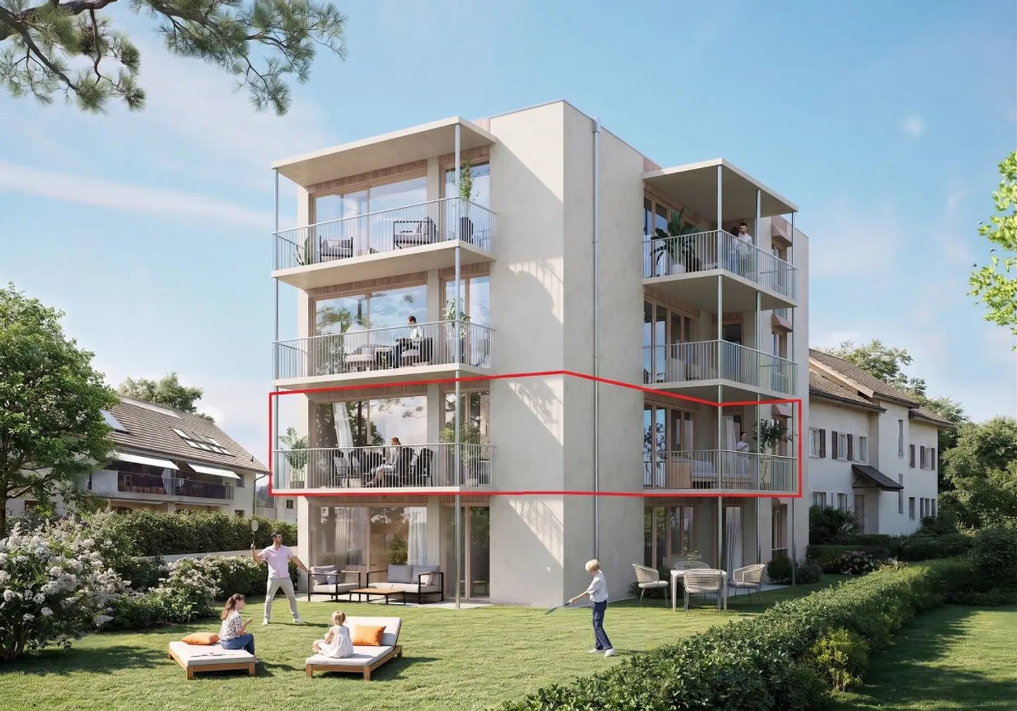 MAPLE 11 · New high-end PPE · 1st floor 4.5 rooms · 108.8 m² + 2 covered balconies 20.7 m² - Photo 1 of 13