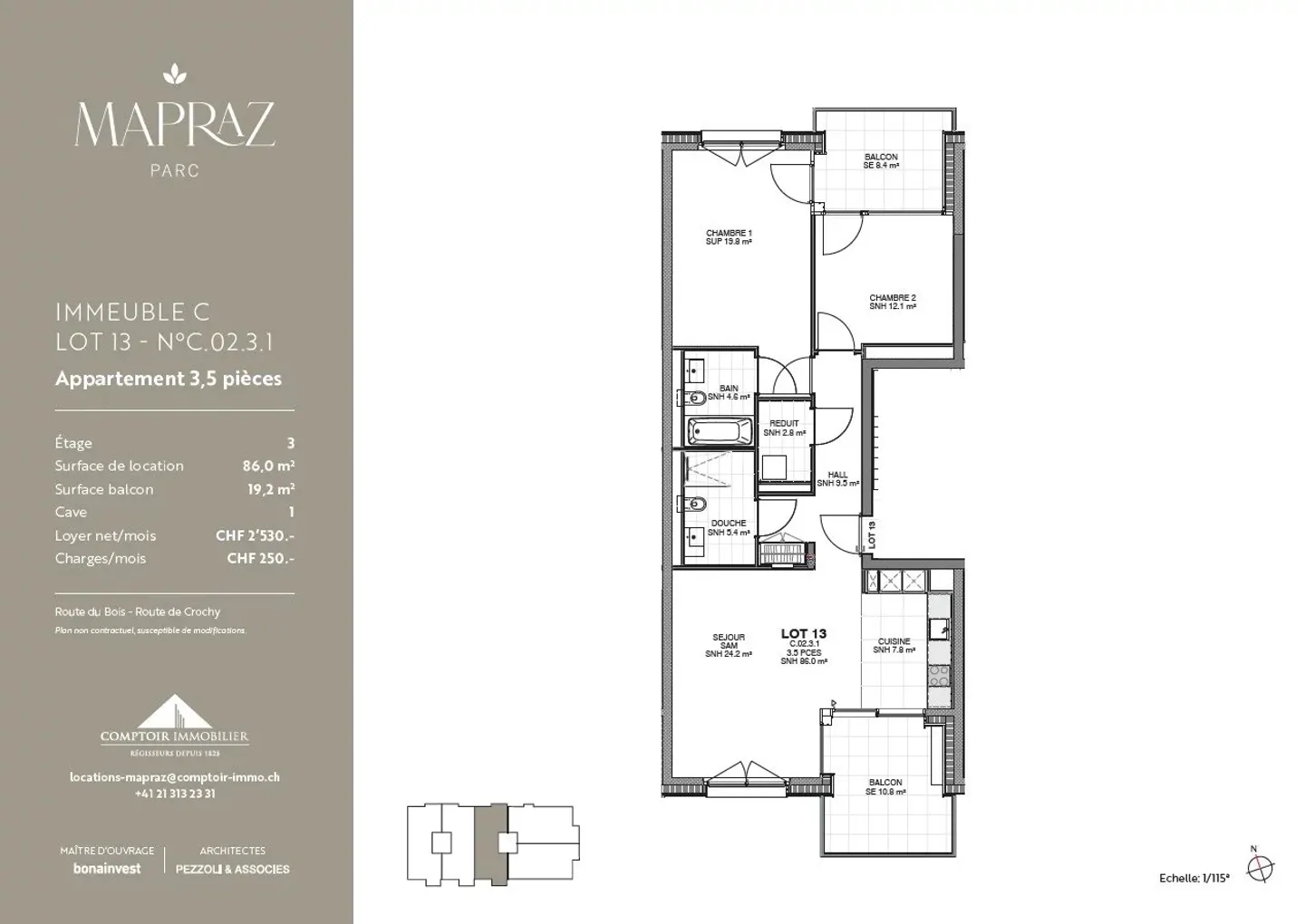 Appartement moderne 3.5 pièces - Photo 12 sur 12