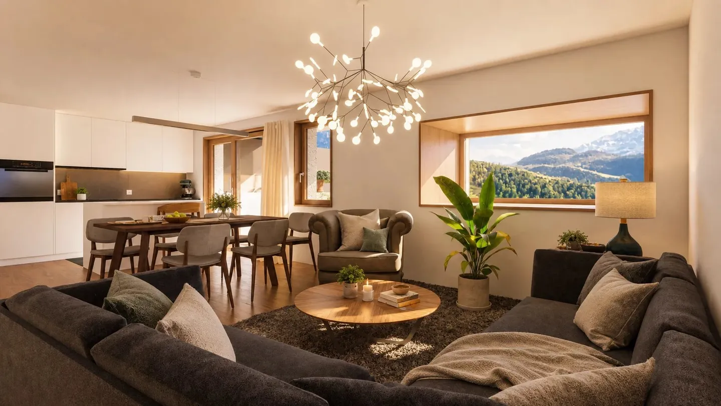 4,5 pièces en duplex sous les toits avec vue dégagée - Foto 3 von 8