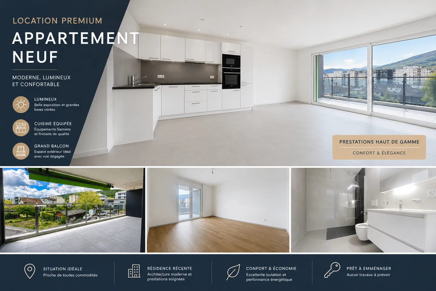 Beautiful new 2.5-room apartment with elevator in Delémont - Photo 1 of 13
