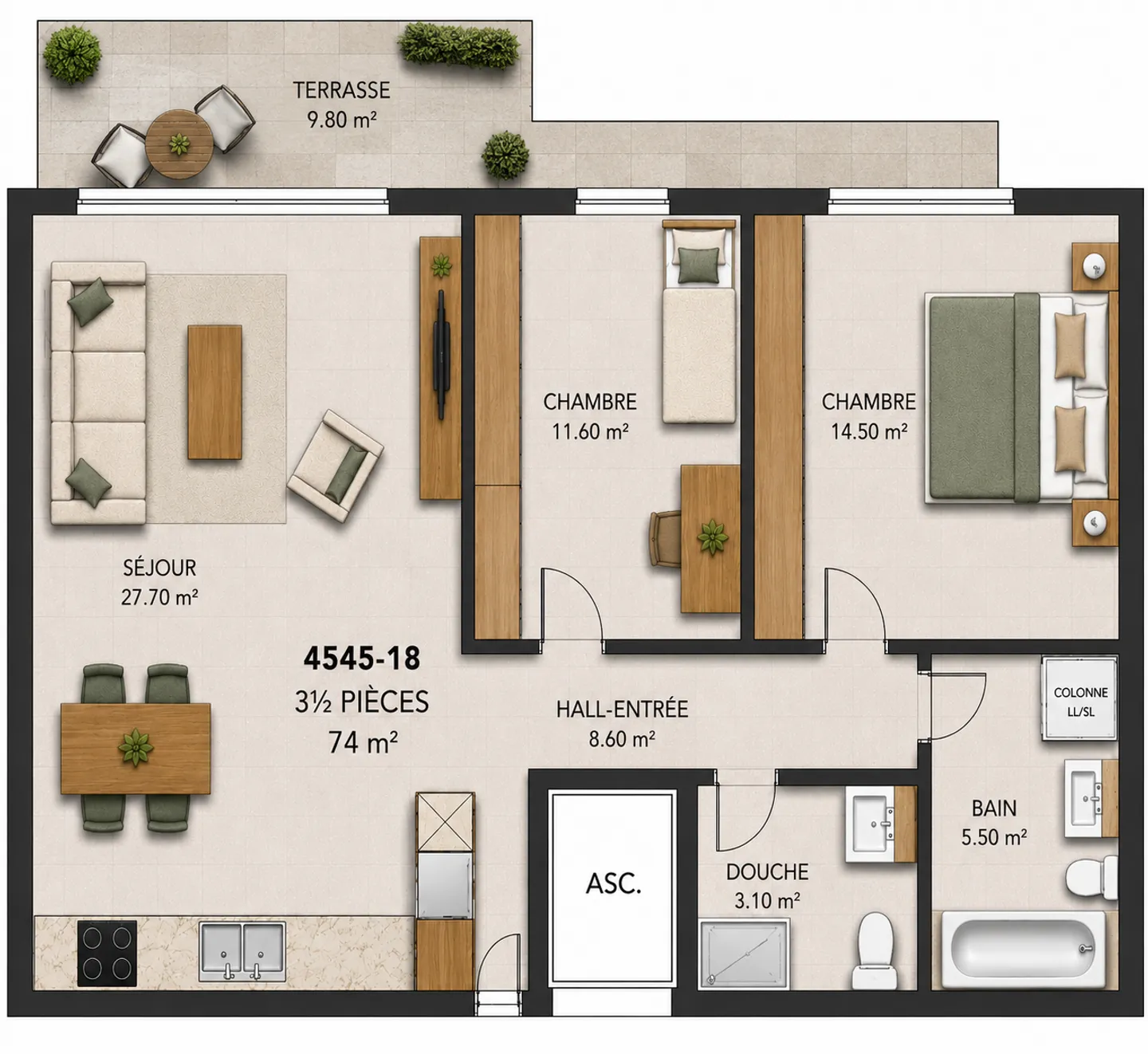 Appartement de rendement avec grande terrasse ouest - Photo 3 sur 13
