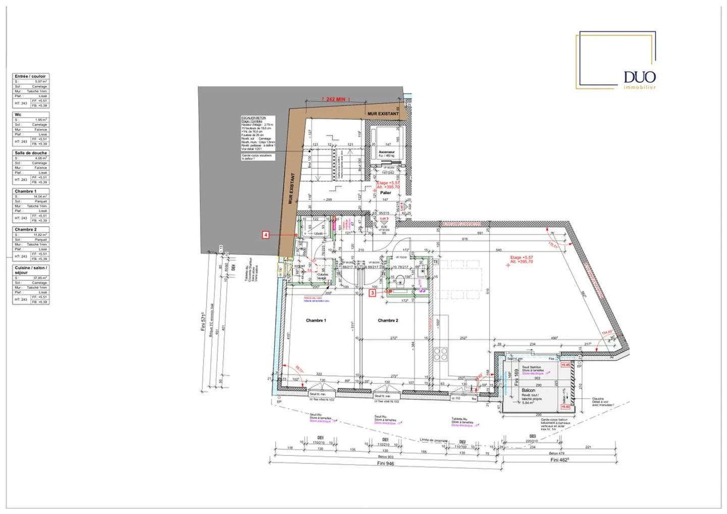 Appartement moderne avec balcon - Photo 3 sur 3