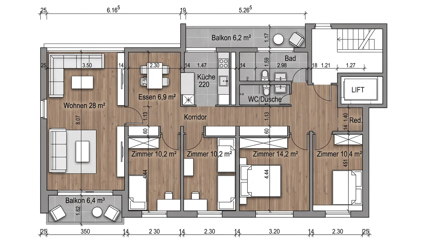 5.5-room apartment with 2 balconies, centrally located in Bern-Bümpliz - Photo 10 of 11