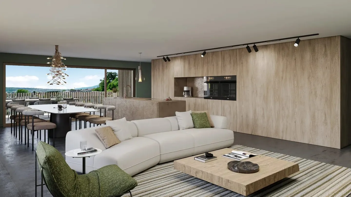 5.5 Zimmer Neubauwohnung im Erdgeschoss mit 44 m² Terrasse - Foto 2 von 8