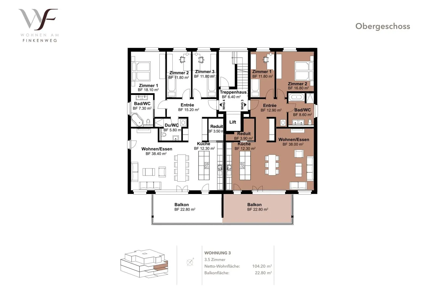 Modernes Apartment mit Balkon - Foto 7 von 9