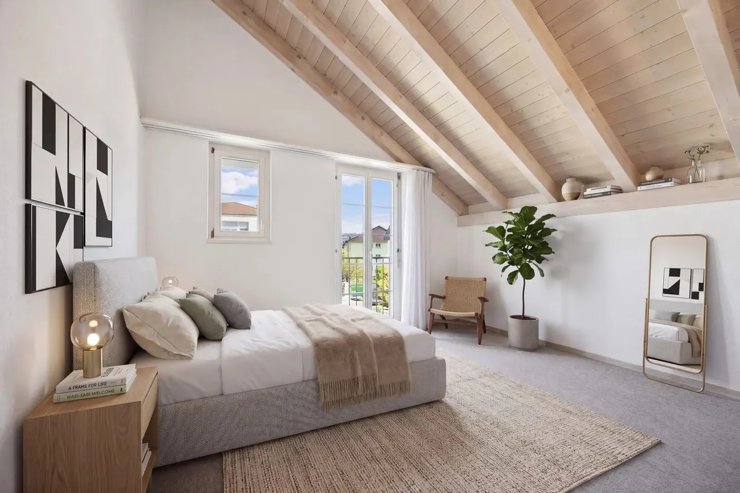 Allein unter dem Dach - 4½ Zimmer mit offenem Dachstuhl, Terrasse und Weitsicht - Photo 10 sur 13